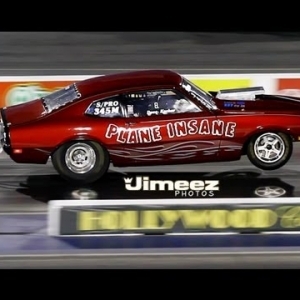 "PLANE INSANE" '70 FORD MAVERICK RUNS 8.73@154.56MPH AT RT66  8-23-13 - YouTube